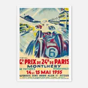 Galrie Vintage 1955 Grand Prix de 24H de Paris Racing Poster by Geo Ham, White Frame, 70 x 100cm (28 x 40inch)