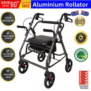 Foldable Aluminium Rollator Walker Grey Orthonica Lightweight Comfortable Seat