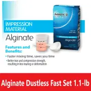 Dental Impression Material Alginate Dustless Fast Set, 30 Sec Mix Time 1.1-lb