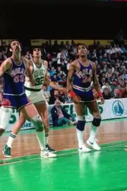 Rich Kelley and Dennis Johnson Phoenix Suns box out Kevin McHale B- Old Photo