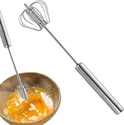 Hand Mixer Egg Beater - Stainless Steel Rotating Hand Push Egg Scrambler, Portable Milk Froth, Mixing Kitchen Gadgets, Whisking, Cream, Beating Eggs