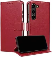 [Boyobacase] Wallet Case for Samsung Galaxy S21 FE 5G,for Galaxy S21 FE 5G Case,PU Leather Flip Cover RFID Blocking Phone Cover with 3 Card Slots [Stand Feature] [Side Magnetic Closure]-Red