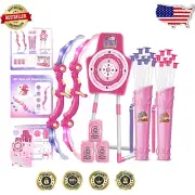 Girls' Archery Set with LED Lights - 2 Bows, 20 Suction Cup Arrows, Target