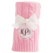 Mud Pie Pink Cable Knit Blanket 28" X 34"