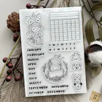 在飛比找蝦皮購物優惠-S 萬年曆印章 行事曆 月份 女孩 月計劃 水晶印章 透明印