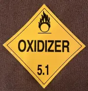 Oxidizer 5.1 DOT Hazardous Materials Vehicle Placard Sticker Decal 10.75"x10.75"
