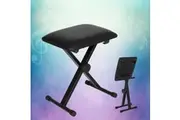 Alpha Piano Stool Adjustable Height Keyboard Seat Portable Bench Chair Black