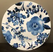 Pier 1 Imports Azure Floral Salad Dessert Plate White Blue Flowers 9" Ironstone