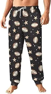 [Generic] Men's Sweatpants, Rugby Ball and Stars On Charcoal-83, Polyester Joggers, Sweatpants Jogging Pants for Workout Running