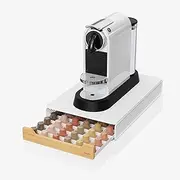 [ineshi] Bamboo PodStash® - Coffee Pod Storage Drawer/Holder/Compatible with Nespresso Pods, 60 Capacity (White)