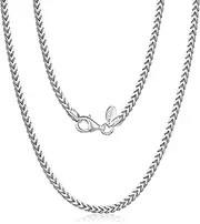 [Amberta] 925 Sterling Silver Necklace for Men - Franco Chain 2.5 mm