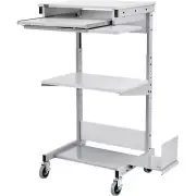 Mobile Computer Workstation with Keyboard Printer Shelf and CPU Holder Gray