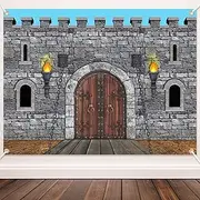 Tranqun Medieval Party Decorations Castle Backdrop Knight Wall Backdrop Keepers of The Castle Decorations for Medieval Themed Party Supplies(Castle Walls,7 x 5 ft)