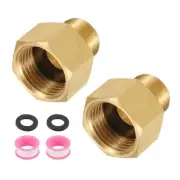 2pcs Brass Pipe Fitting, 1/2"G Female × 3/8"NPT Male Hex Nipple Pipe Adapter