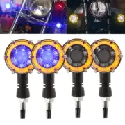 4x Motorcycle Turn Signal Blue/Sequence Amber LED Light DRL for Motorcycle