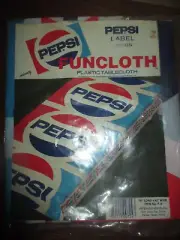NIP Vintage PEPSI COLA Soda Pop FUNCLOTH Plastic TABLECLOTH - 1970's