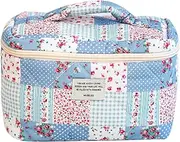 Cotton Up Bag for Women Girls Quilted Toiletry Bag Floral Pattern Toiletry Bag Set Cloth Womens Quilted Toiletry Bag, B
