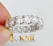 14k white gold round cut moissanite eternity band style bridal prong 4.00ct