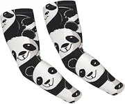 [FHEDVBN] Panda Animal Arm Sleeves Compression Arm Covers for Men Women Outdoor Sun Sleeves Cooling Sports Sleeve, Black