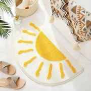 Bathroom Rugs Mat Half Circle - Cute Sun Fun White Yellow Boho Bath Mats Non ...