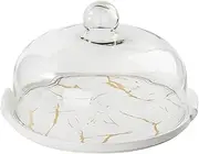LeeQinersw Glass Dome Cake Stand for Displaying Desserts at Events , White