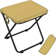 uxcell Collapsible Stool for Camping, 11-inch Portable Folding Chair Retractable Compact Stool Lightweight Foldable Seat for Travel/Beach/Hiking/Fishing/Adventures/Outdoor [Khaki]