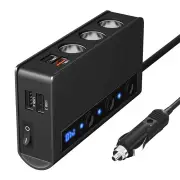 SLW002 180W 4 USB Car Charger Socket QC3.0 Fast Charge 12V/24V Splitter Outlet Adapter