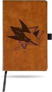 Rico Industries NHL San Jose Sharks Brown Laser Engraved Small Notepad Jounral/Notepad 8.25" x 5.25"- Office Accessory