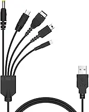 Xahpower 5 in 1 USB Charger Cable Cord for Nintendo NDS Lite/Wii U/New 3DS(XL/LL),3DS(XL/LL),2DS,DSi(XL/LL),NDS/GBA SP(Gameboy Advance sp),PSP 1000 2000 3000