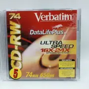 Verbatim CD-RW 74 DataLifePlus Ultra Speed 16X24X 74MIN 650MB 5 PACK