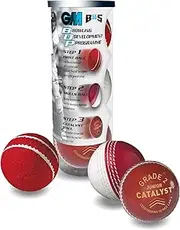 Gunn & Moore GM Bowling Development Programme 3 Ball Pack for Training, First Ball, Skills Ball, Catalyst Leather Cricket Ball BS55 Ben Stokes, Size: Junior, Red