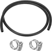 uxcell Lubricating Oil Hoses, (1/4") 6mm ID x (3/8") 10mm OD 3.28FT Rubber Tubing Hose Pipe Rubber Hose W 2pcs Clamps for Irrigation/Small Equipment/Outdoor/Garden Water Tubing [Black]