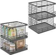 mDesign Modern Metal Wire Household Stackable Storage Organizer Bin Basket 4 pk