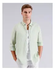 [Blaq] Kelly Linen Long Sleeved Relaxed Shirt in Sage