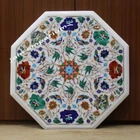 21" white Marble Table Top coffee dining inlay bird Malachite decor mosaic