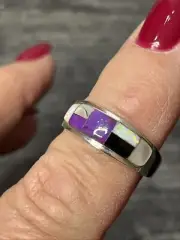 Inlay Band Ring sterling silver size 10