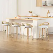 4x Bar Stools Swivel Dining Chairs Low Back Counter Seat PU Cushion