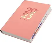 2025 Journal Diary Notebook with Monthly Tabs, 2025 Daily Planner Diary for Writing, A5 Weekly Planner Diary Notebook, Travel Planner Notebook, Scheduler Diary for Business Home Studio School (Pink)
