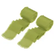2 Rolls Silk Satin Ribbon, 1.5" 6 Yards Chiffon Fabric Ribbon Olive Green