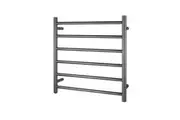 AQUAPERLA 6-Bar Heated Towel Rail - Round Bars - PVD Brushed Gun Metal Grey (W600mm x H620mm)