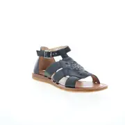 Miz Mooz Fascinate Womens Black Leather Hook & Loop Strap Sandals Shoes 40
