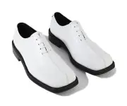 Firenze Atelier Men's Handmade White Leather Split Square Toe Oxford Derby Shoes