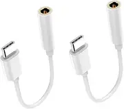 NUOBESTY 2pcs C to Audio Adapter Cable USB C Male to Aux Female Jack Reversible Design for Seamless Audio Connection Compatible with Smartphones and Laptops White