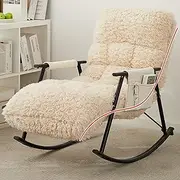 YVYKFZD Nursery Rocking Chair, Comfy High Back Glider Chair, Upholstered Leisure Lounge Chair with Adjustable Headrest, for Nursing Baby, Reading, Load Capacity 200kg (Color : Beige Black)
