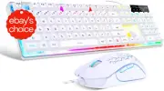 K1 RGB Gaming Keyboard and Mouse Combo 104 Keys Backlit for PC Laptop White