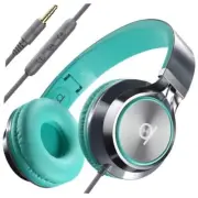 CL750 Wired Headphones with Mic & Volume Control — Noise Isolating Turquoise