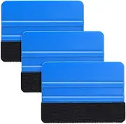 Durable Black Felt Edge Vinyl Squeegee Tool 4-Inch, Car Film Wrapping Decal Window Tint Work, Professional Scratch Free (Pack of 3)