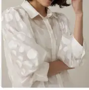 Joseph Ribkoff 221305 Polka Dot Sheer Blouse
