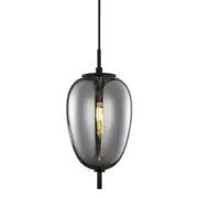 Gaspar Smoke Mirror Glass Oval Black Pendant Light