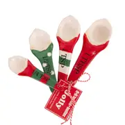 4pc Bread and Butter Gnome Measuring Spoon Baking Teaspoon Green/Red/White